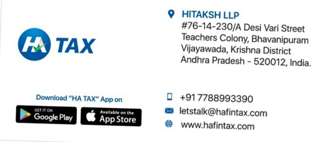 Visiting card store images of HA TAX