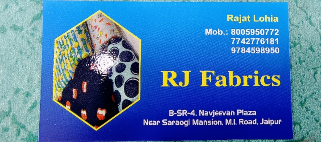 Visiting card store images of RJ FABRICS