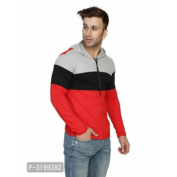 Colourblocked Cotton Hooded T Shirt uploaded by business on 6/16/2020