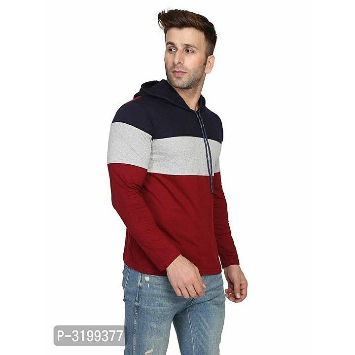 Colourblocked Cotton Hooded T Shirt uploaded by business on 6/16/2020