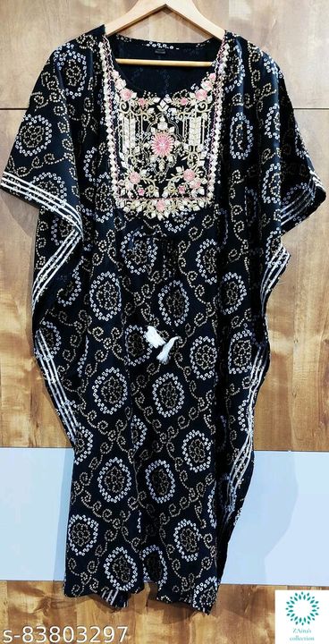 Post image FUTURE HANDMADE Women Embroidered Long Kaftan Name: FUTURE HANDMADE Women Embroidered Long Kaftan 
Sizes:M (Bust Size: 38 in) L (Bust Size: 40 in) XL (Bust Size: 42 in) XXL (Bust Size: 44 in) XXXL (Bust Size: 46 in) 
Country of Origin: IndiaCOD ✅
