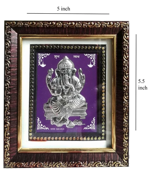 999 pure silver ganeshji frame 5x5.5 inch uploaded by business on 4/27/2022
