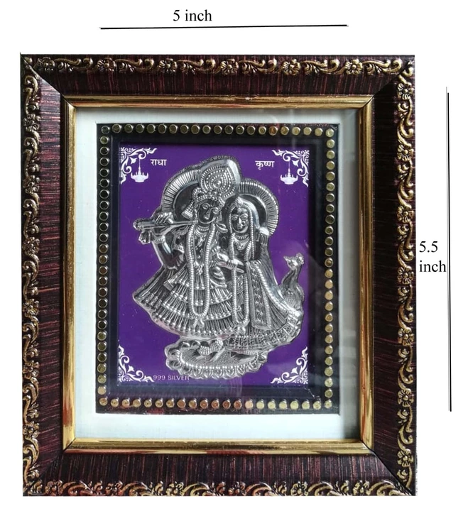 999 pure silver radha krishna frame uploaded by Knowledge stationery and gift shop on 4/27/2022