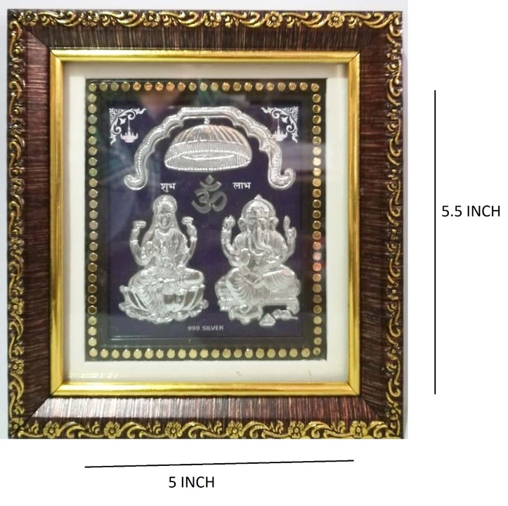 999 pure silver laxmi ganesh frame  5x5.5 inch uploaded by business on 4/27/2022