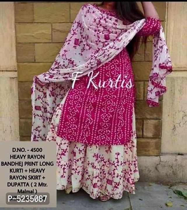 Royan kurti skirt with dupatta set uploaded by business on 4/27/2022