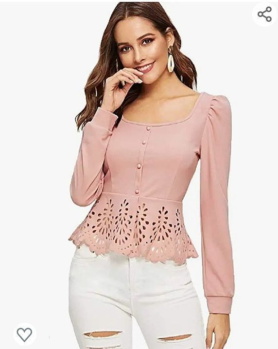 Women's Full Sleeve Laser Cut Pink Tops uploaded by business on 10/23/2020