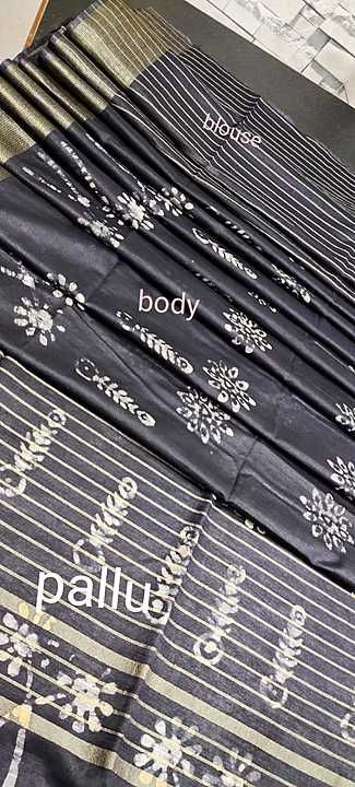 Post image 👉Silk staple printed saree  
👉Batik print saree
....😍😍
👉 hotless &amp; beautiful saree design 
👉Fabric - silk staple 
👉Saree length :5.5 mtr
👉Blouse length :90 cm
👉Most Wlc 🌺🌺
👉Reseller &amp; wholesalere
😊😊😊
👉 whats up no -9931394123