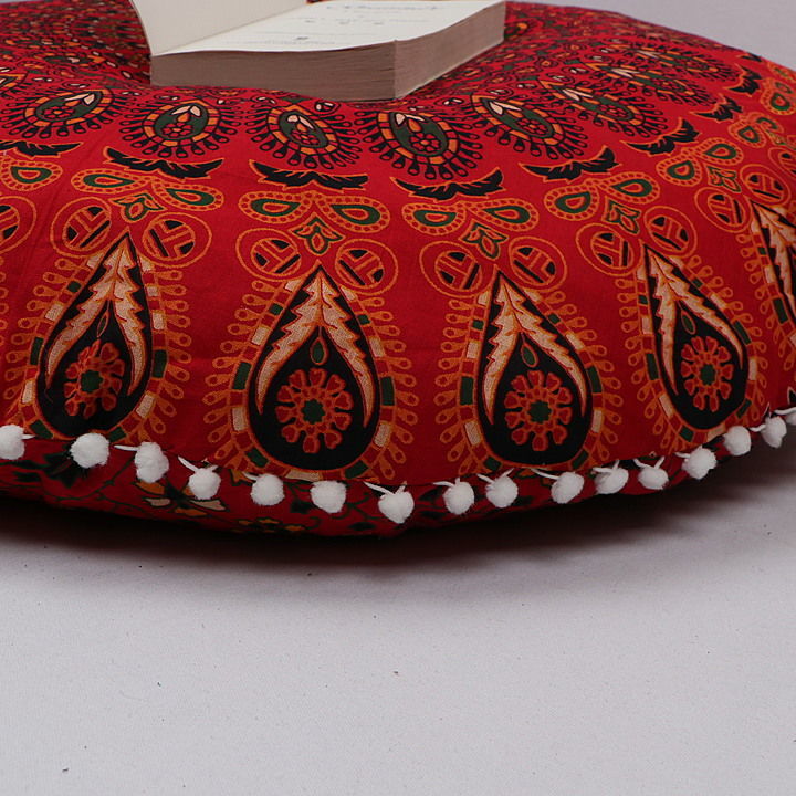 Mandala Floor Cushion Covers Gaddi Round Shaped Floor Cushion Pillows With Pom Poms Cotton Fabric uploaded by ZaiiaZ Enterprises on 10/23/2020
