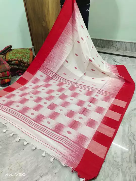 Khadi coton hand work uploaded by Santipur tant saree on 5/1/2022