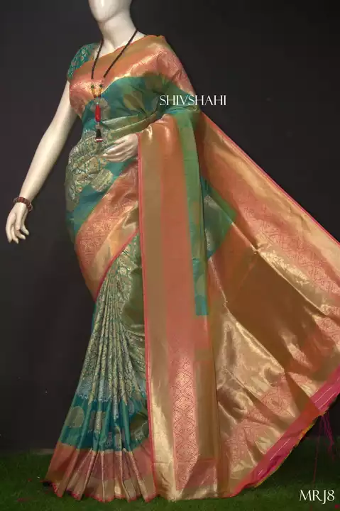 Post image *DIVYASHREE SILK*

Fabric- Soft Silk Saree ,silver golden zari allover design  with contrast blouse