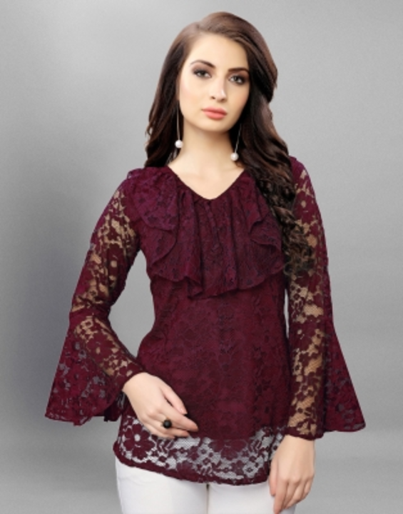 Selvia Party Bell Sleeve Lace, Self Design Women uploaded by business on 5/2/2022