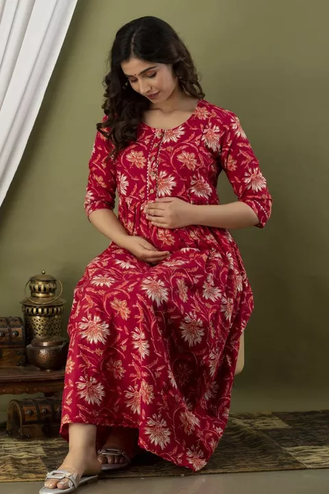 💃 *Beautiful pure cotton metinity ( Feeding gown)  Long Kurti with Belt style* uploaded by Pari collection wholesale on 5/3/2022