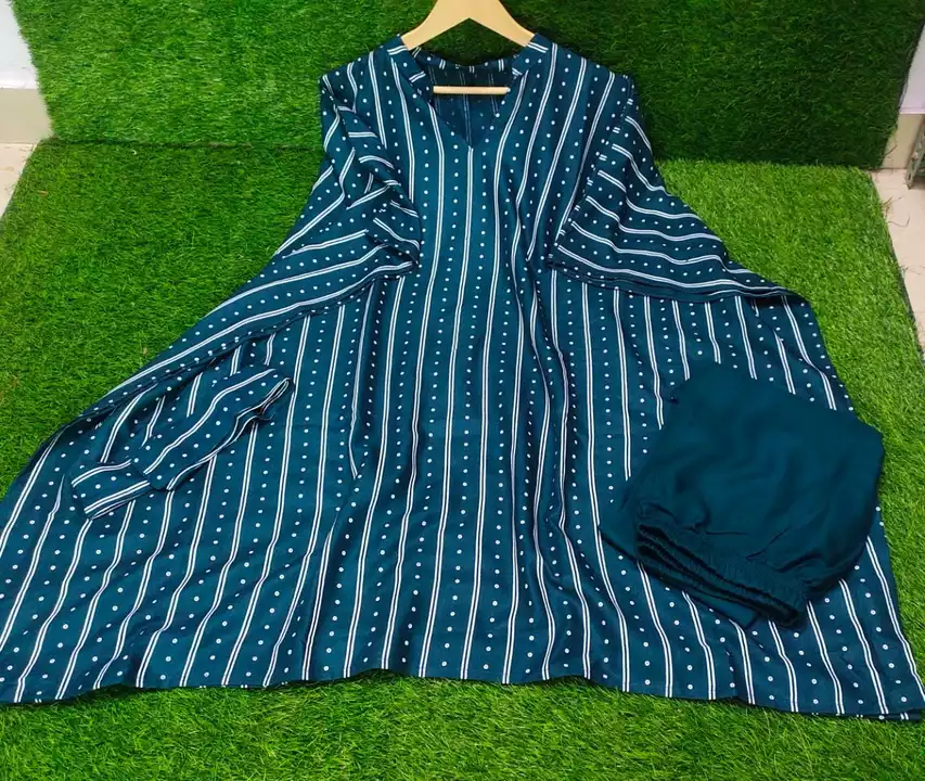 Beautiful design🥰
Reyon fabric fine quality kaftan set with bell bottom type pent nd belt best Qual uploaded by Pari collection wholesale on 5/3/2022