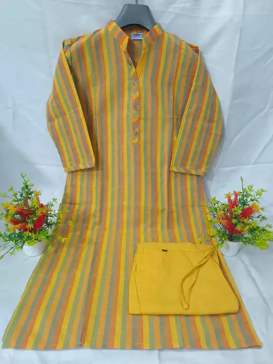 Khadi cotton kurti whit trouser set uploaded by business on 5/3/2022