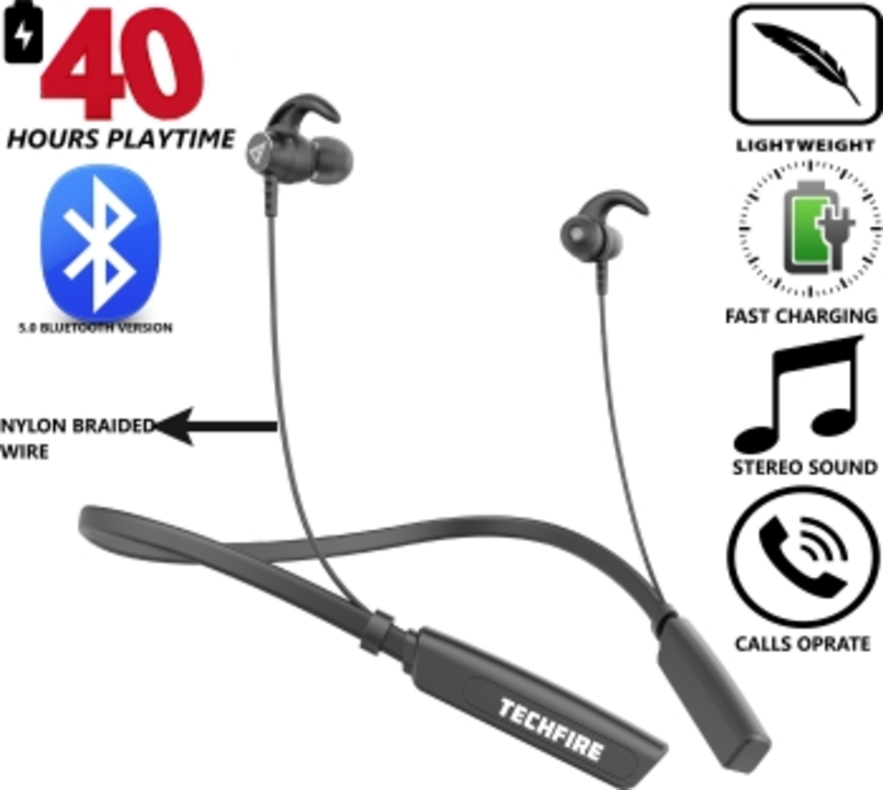 TECHFIRE Fire 500v2 Neckband hi-bass Wireless Bluetooth Headset uploaded by business on 5/3/2022