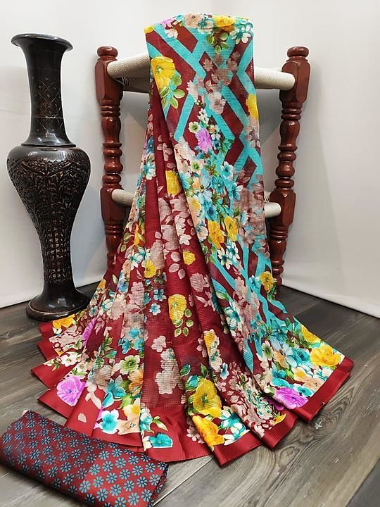 Lenin sarees ...fast moving floral printed  uploaded by Aarhafashions on 10/23/2020