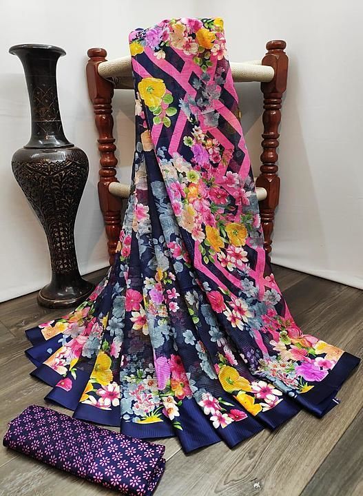 Lenin sarees ...fast moving floral printed  uploaded by Aarhafashions on 10/23/2020