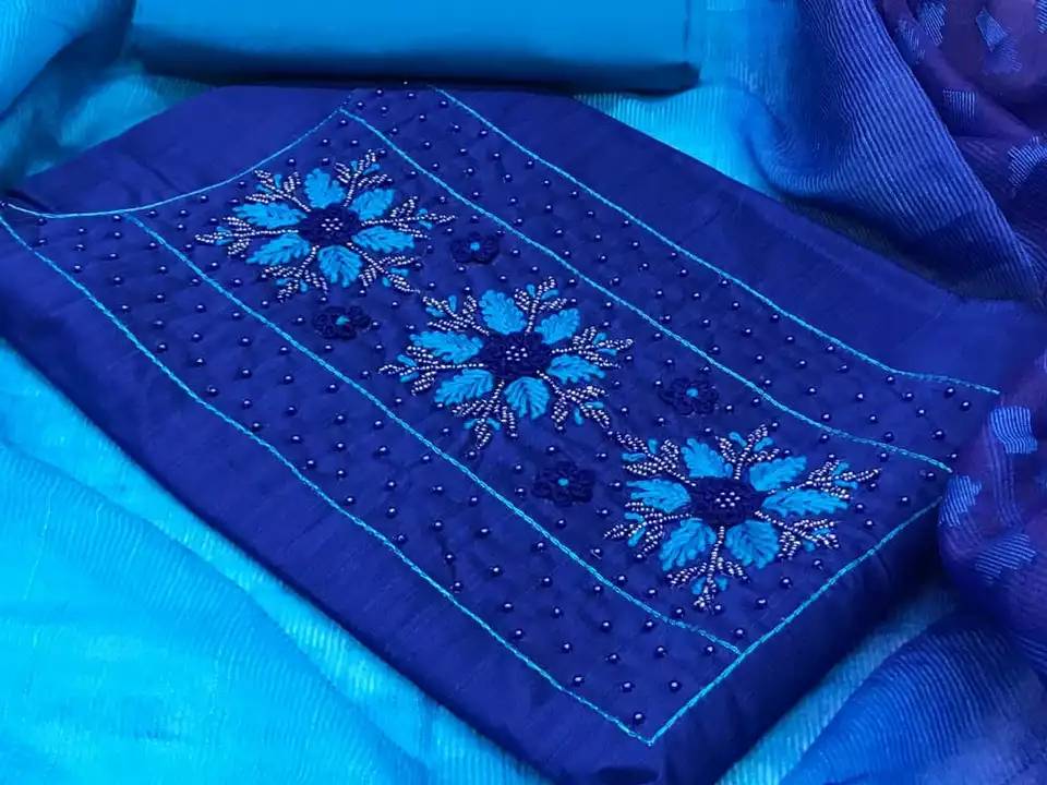 Post image silk with neck classsy work. Cotton salwr. Silk dup

Active reseller whatsapp to 7305280260