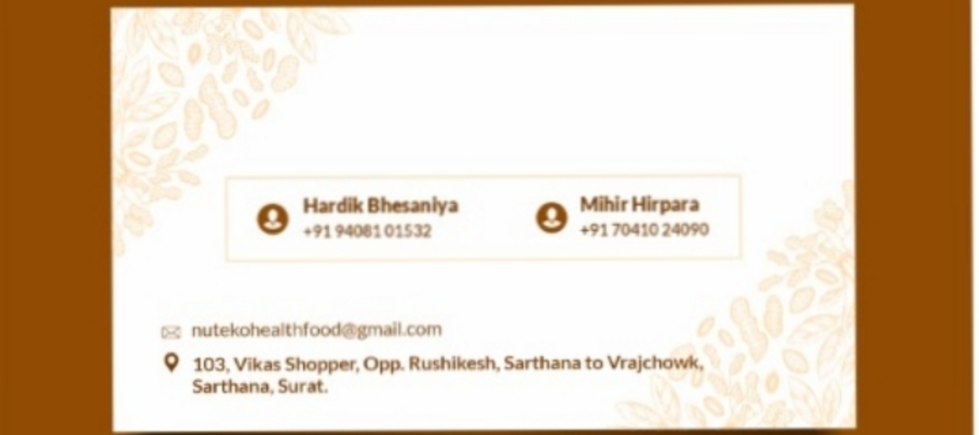 Visiting card store images of NUTEKO HEALTH FOOD