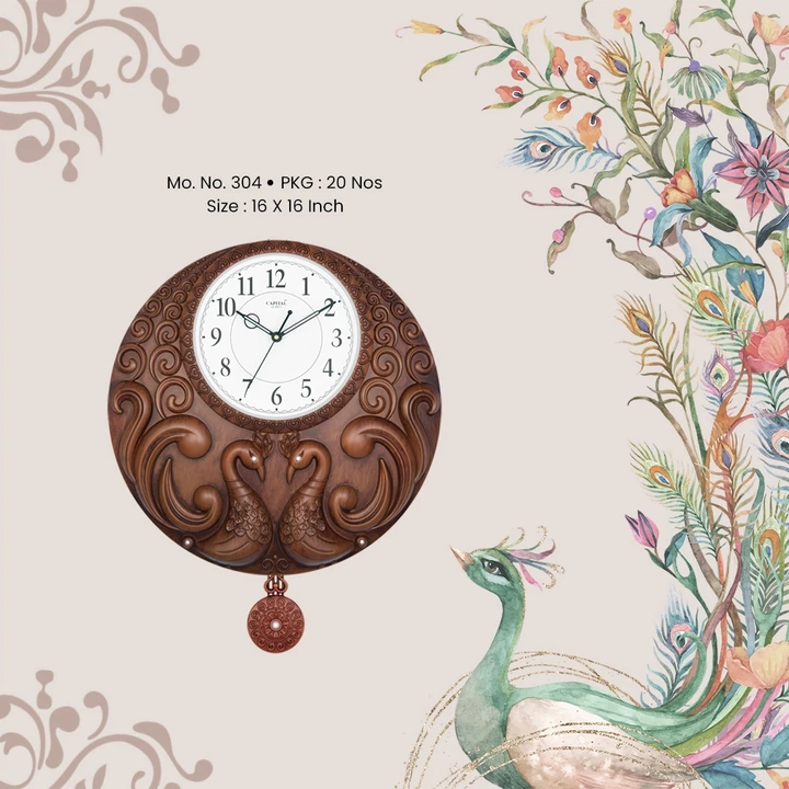 Peacock wall clock 16*16 uploaded by Kalyani Toys on 5/4/2022