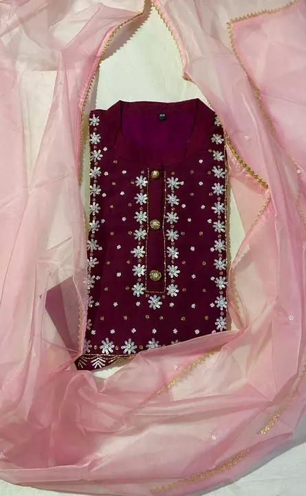 Post image I want 1 pieces of I need Pure modal masleen kurti
full fancy dhoopata 
Hand zardozi nd pearls work in top.