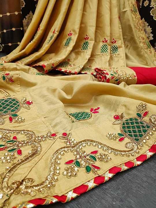 Designer Dola silk heavy embroidery work saree for women's uploaded by Sp enterprise on 6/16/2020