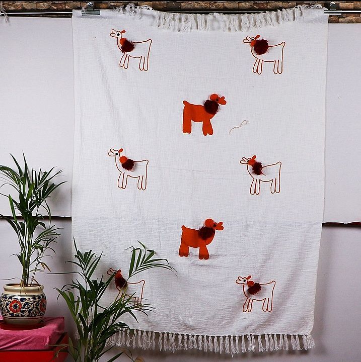 Indian Handloom Cotton Rugs Wall Tapestry Home Decor Woolen Embroidered Handmage Carpets Curtains uploaded by business on 10/24/2020