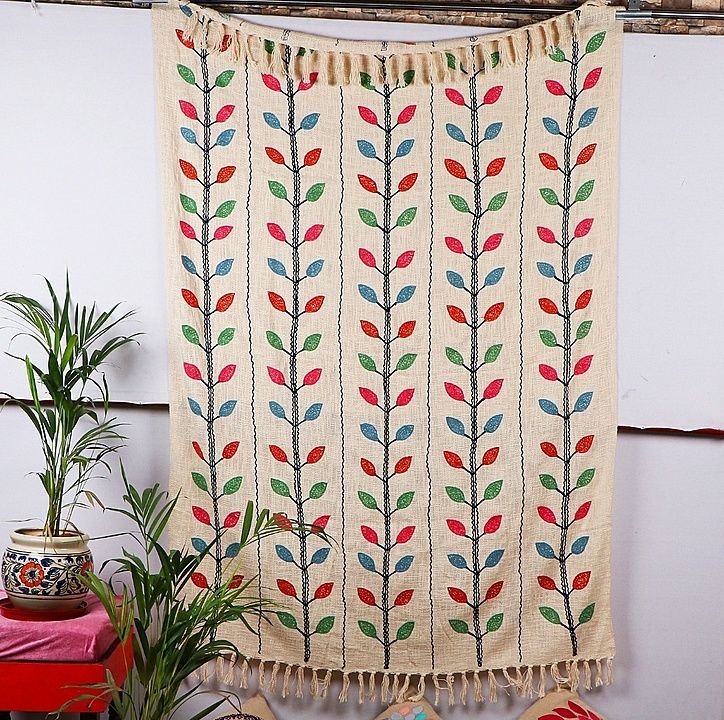 Indian Handloom Cotton Rugs Wall Tapestry Home Decor Woolen Embroidered Handmage Carpets Curtains uploaded by ZaiiaZ Enterprises on 10/24/2020