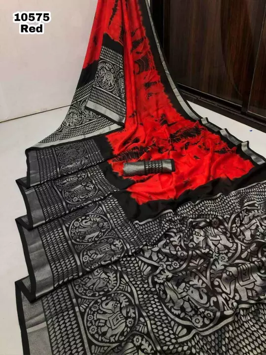 Fabric details - Chiffon with brasso print & jacquard weaving border with contrast pallu
Blouse - C uploaded by business on 5/5/2022