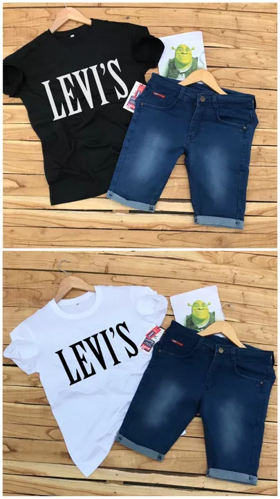 *Very Premium Quality Combo* *Brand -Levi's* *Denim Short & Cotton Tshirt Combo* *Premium Quality uploaded by SN creations on 5/6/2022