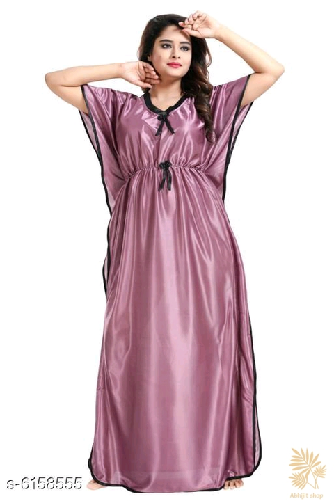 Catalog Name:*Women Satin Nightdresses* Fabric: Satin Sleeve Length: Short Sleeves Pattern: Solid Si uploaded by Abhijit garments on 5/6/2022