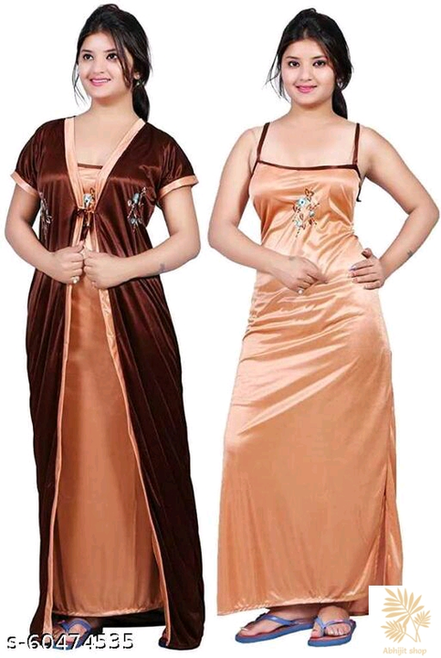 Catalog Name:*Trendy Fashionable Women Nightdresses* Fabric: Satin Sleeve Length: Short Sleeves Patt uploaded by business on 5/6/2022