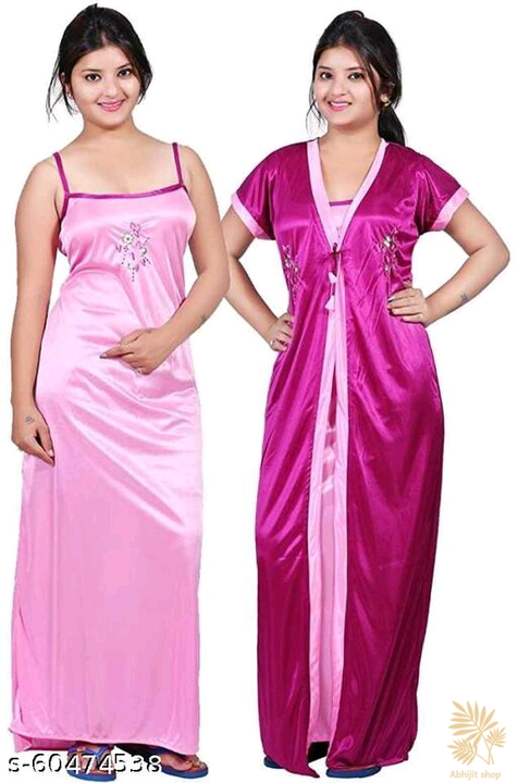 Catalog Name:*Trendy Fashionable Women Nightdresses* Fabric: Satin Sleeve Length: Short Sleeves Patt uploaded by Abhijit garments on 5/6/2022