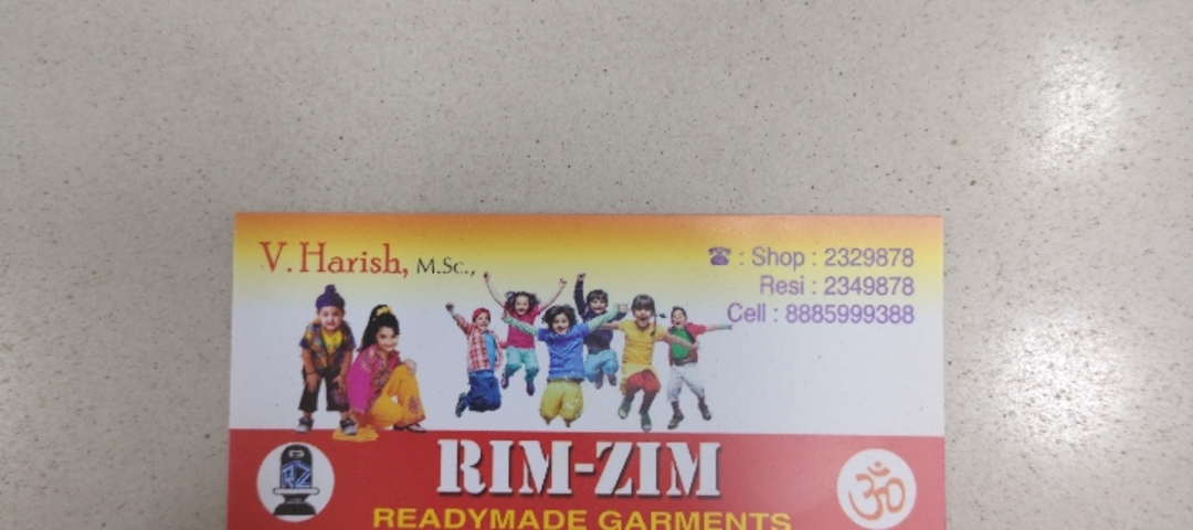 Visiting card store images of Rim zim Ready made garments