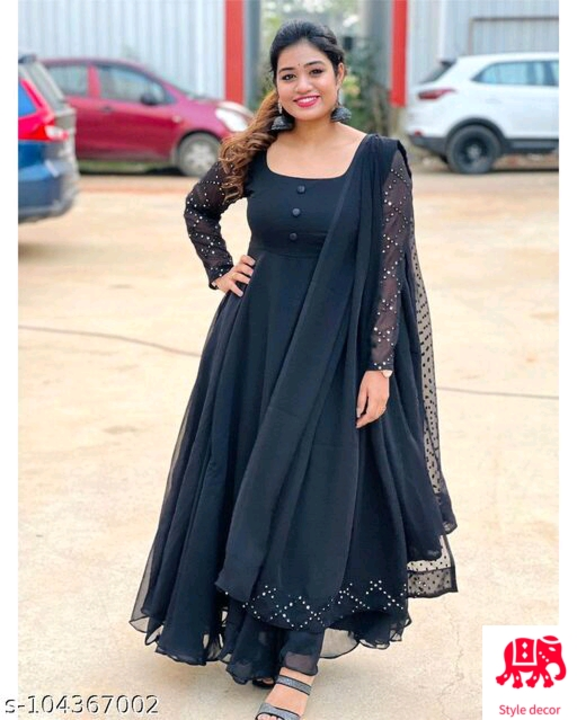 Trendy Black coloured Georgette Sequence Worked And Party Wear Gown With Attached dupatta uploaded by Style decor on 5/6/2022