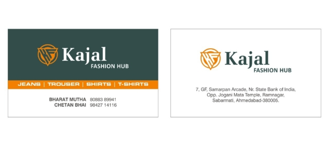 Visiting card store images of Kajal Fashion Hub