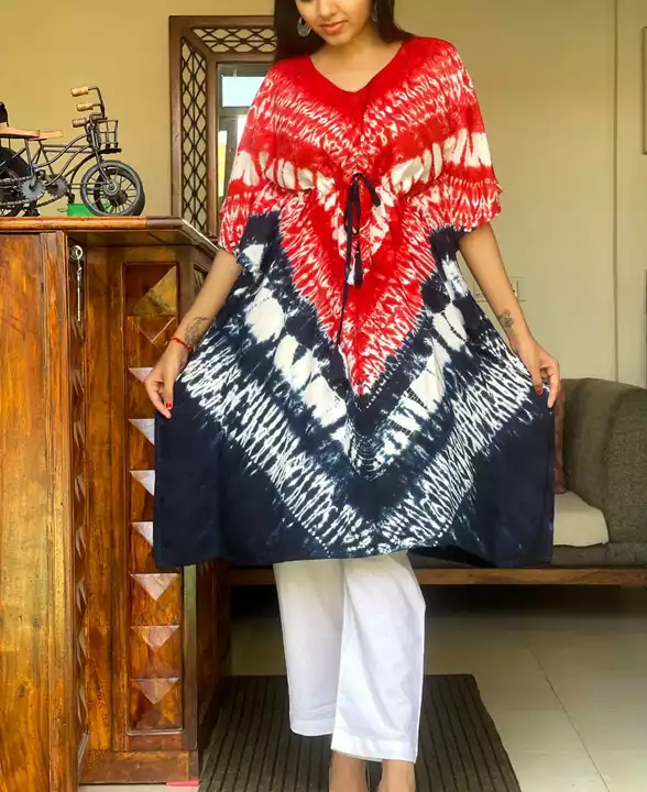 Rayon soft fabric shibori printed kaftan uploaded by Pari collection wholesale on 5/7/2022