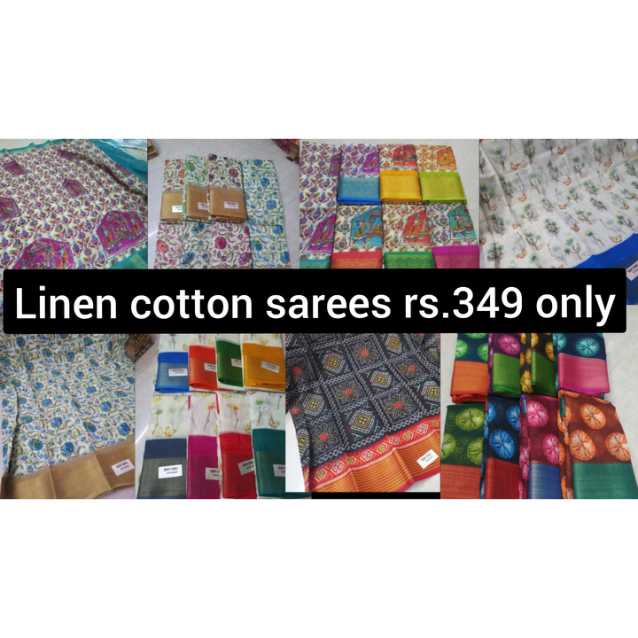Linen cotton saree uploaded by business on 5/8/2022