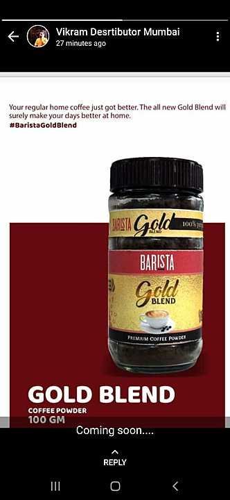 Barista Gold Instant coffee  uploaded by business on 10/25/2020