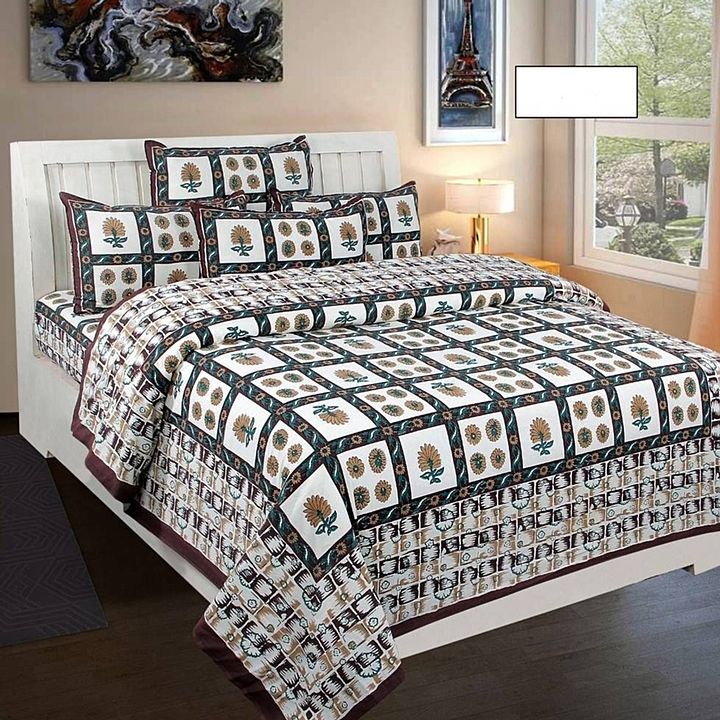 Pure Cotton King Size Bedsheet With 2 Zip Pillow Covers uploaded by business on 10/25/2020