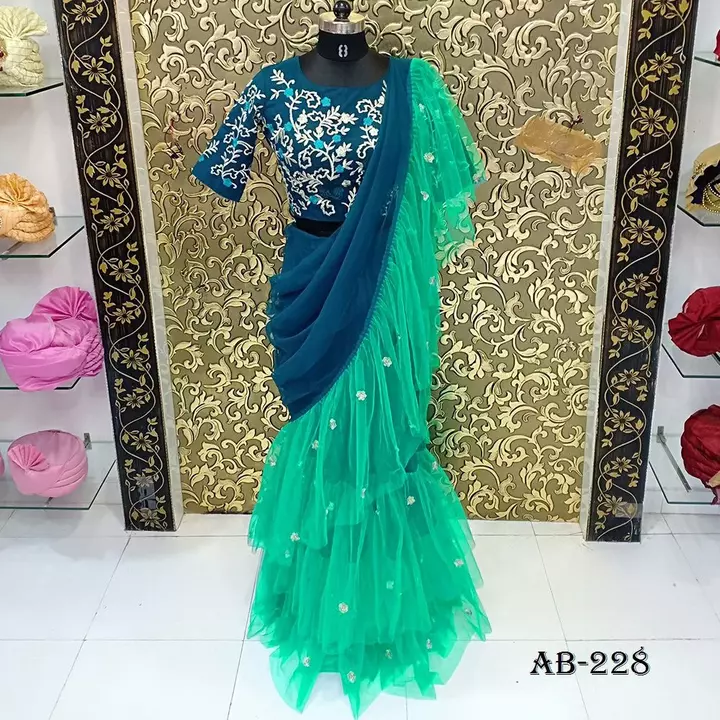 Blue ruffel saree uploaded by Danee fashion store on 5/9/2022
