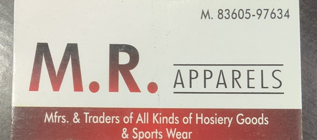 Visiting card store images of M R Apparel's