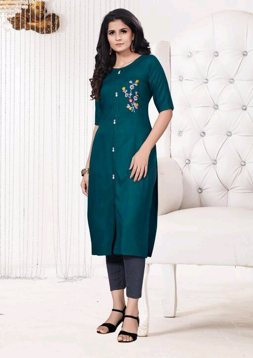 Post image Kurti
Name: Kurti
Fabric: Cotton Blend
Sleeve Length: Three-Quarter Sleeves
Pattern: Solid
Combo of: Single
Sizes:
S (Bust Size: 36 in) 
M (Bust Size: 38 in) 
L (Bust Size: 40 in) 
XL (Bust Size: 42 in) 
XXL (Bust Size: 44 in) 

*Contact me 7976908536*