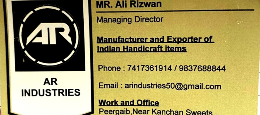 Visiting card store images of AR INDUSTRIES