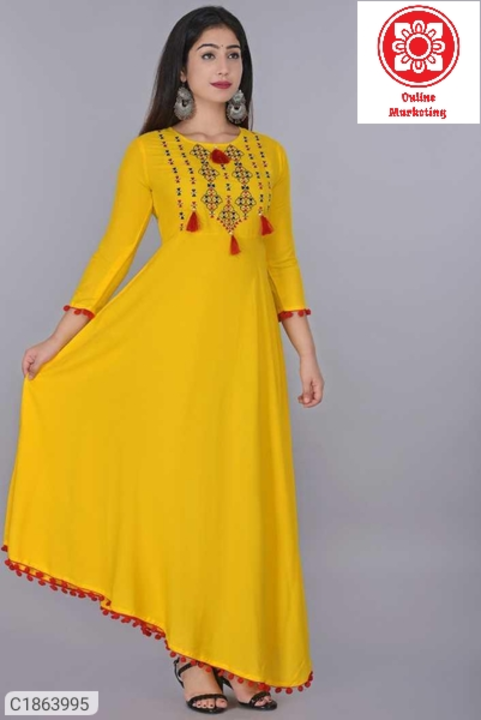 *Catalog Name:* Authentic  Embroidered Rayon  Floor Length  Kurti
 uploaded by Online Marketing  on 5/11/2022