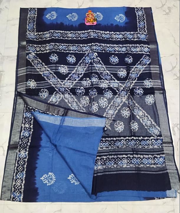 Linen batik print Bengal handloom saree  uploaded by business on 6/17/2020