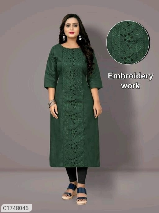 Post image Hai frds ..
*Catalog Name:* Delicate Cotton Embroidered Kurti
*Details:*Description:  1 Piece of KurtiFabric: Cotton Size; Bust (In Inches):  M-38, L-40, XL-42, XXl-44Sleeves: 3/4 Sleeves Type: StitchedWork: EmbroideredDesigns: 5
💥 *FREE Return 🚚 *Delivery*: Within 7 days