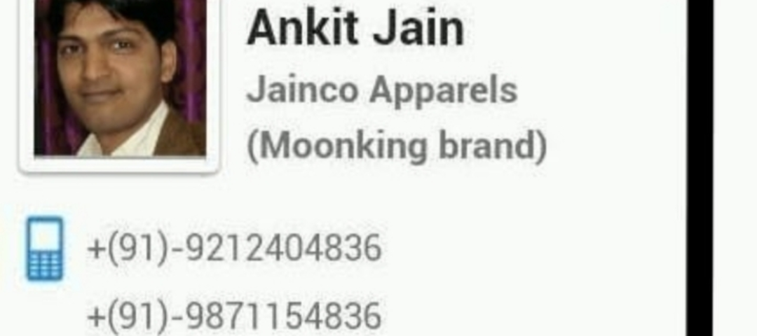 Visiting card store images of Jainco Apparels 📞