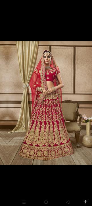 Velvetwedding lehenga for Brides stone work and embroidery uploaded by business on 5/13/2022