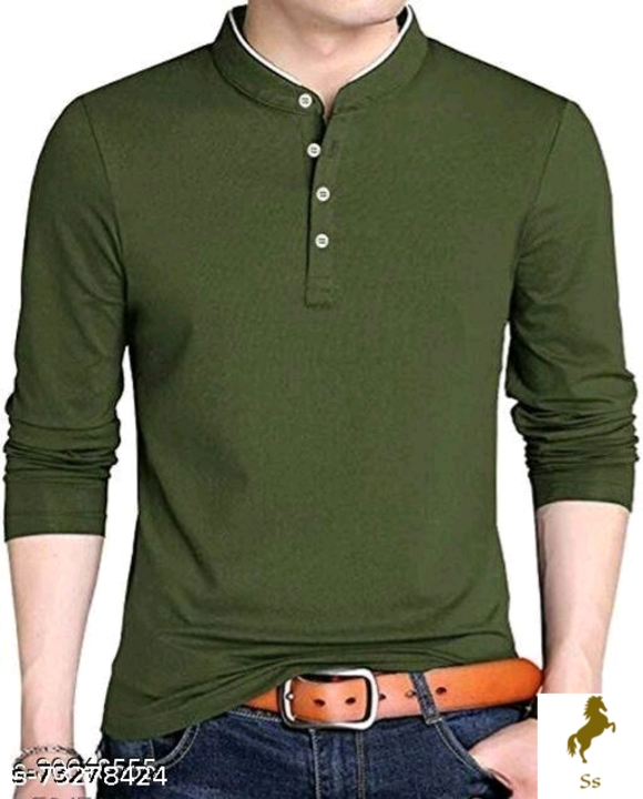 Post image Fashionable T-Shirt
Name: Fashionable T-Shirt
Fabric: Cotton
Sleeve Length: Long Sleeves
Pattern: Solid
Sizes:
M (Chest Size: 38 in, Length Size: 26 in) 
L (Chest Size: 40 in, Length Size: 27 in) 
XL (Chest Size: 42 in, Length Size: 28 in) 

Olive Full Sleeves T-shirt for men
Country of Origin: India